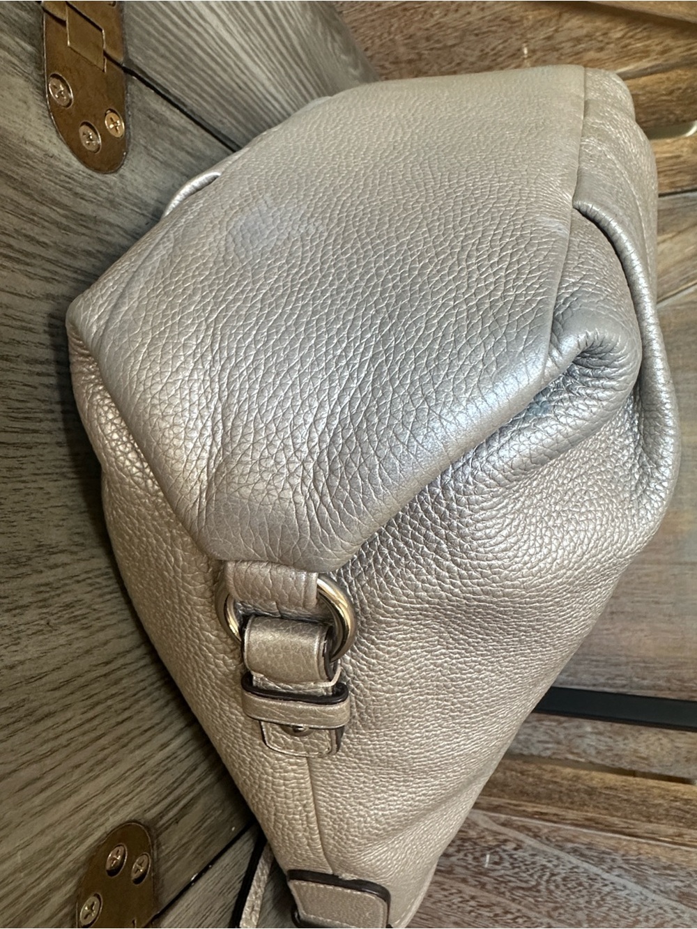 Coach Metallic Pewter Pebbled Leather Soho Duffel Convertible Bag F15064 - Picture 6 of 16